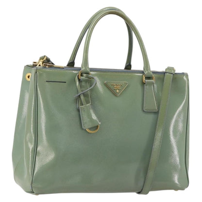 Prada PRADA Galleria Hand Bag Safiano leather 2way Green Gold Authentic bs35189