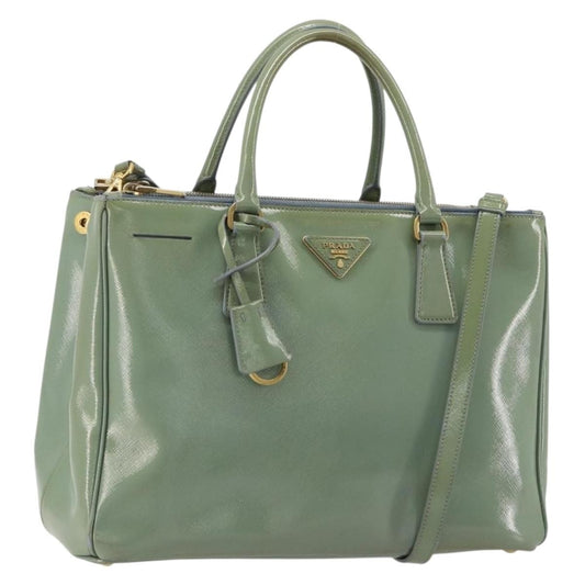 Prada PRADA Galleria Hand Bag Safiano leather 2way Green Gold Authentic bs35189