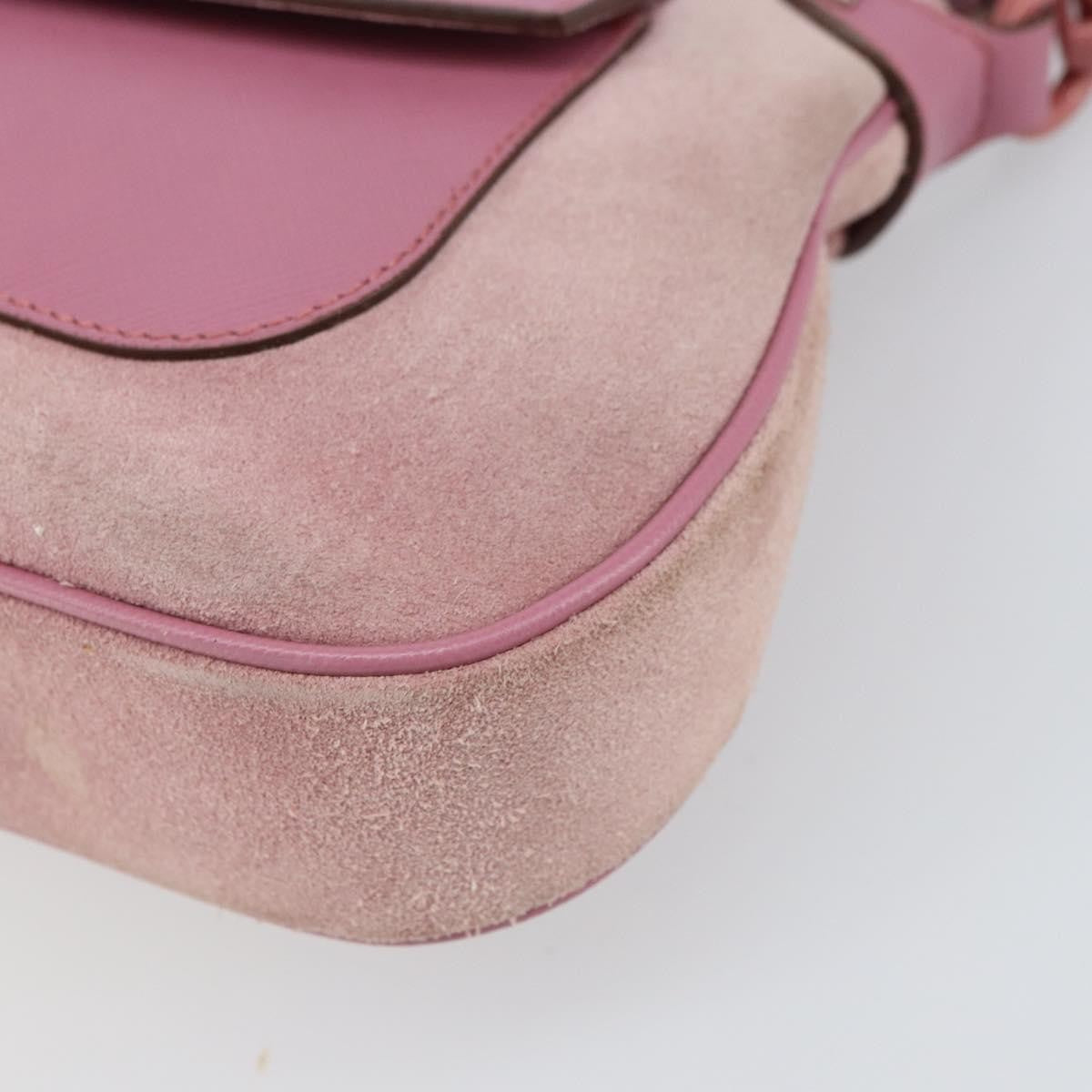 Salvatore Ferragamo Salvatore Ferragamo Gancini Shoulder Bag Suede Pink Silver Authentic 166453