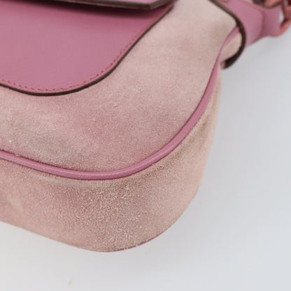 Salvatore Ferragamo Salvatore Ferragamo Gancini Shoulder Bag Suede Pink Silver Authentic 166453