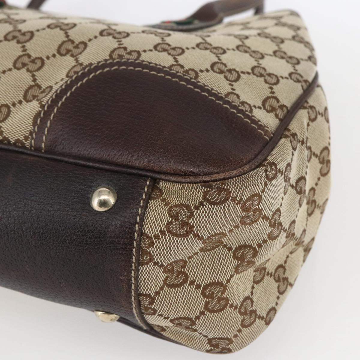 Gucci GUCCI Pretty GG Canvas Web Sherry Line Hand Bag Beige Gold 163805 Authentic 168668