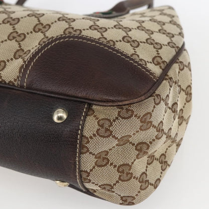 Gucci GUCCI Pretty GG Canvas Web Sherry Line Hand Bag Beige Gold 163805 Authentic 168668