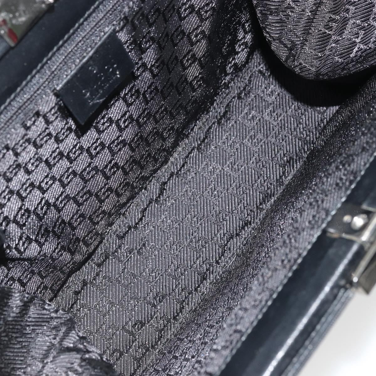 Gucci GUCCI Hand Bag Canvas Silver Black Authentic 175720