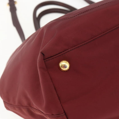 Prada PRADA Hand Bag Nylon 2way Bordeaux Gold Authentic 163074
