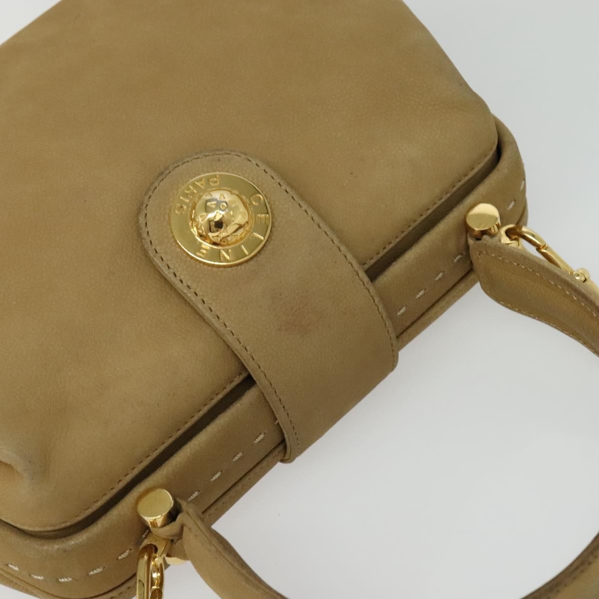 Celine CELINE Hand Bag Leather 2way Beige Gold Authentic sw1099