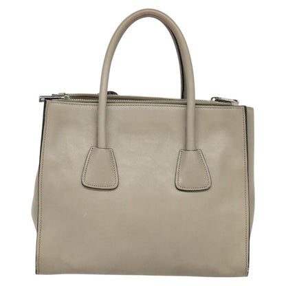 Prada PRADA Hand Bag Leather 2way Beige Silver Authentic am7940