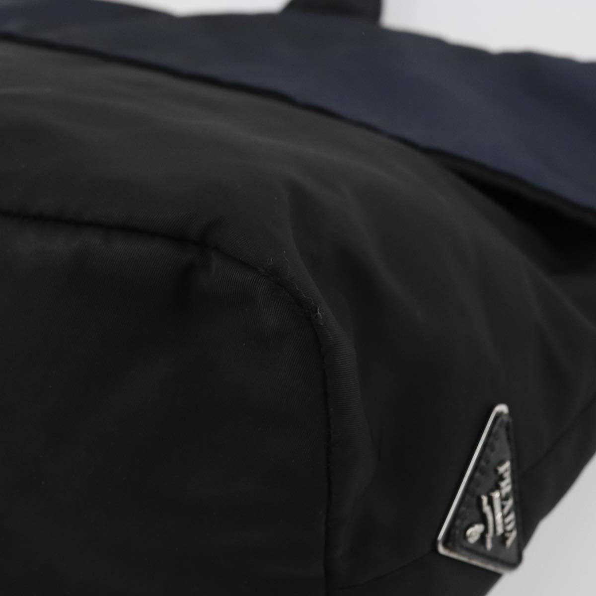 Prada PRADA Hand Bag Nylon Black Silver Authentic 175740