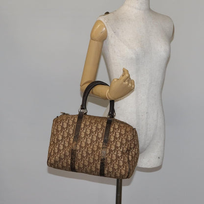 Dior Christian Dior Trotter Canvas Boston Bag Brown Gold Authentic 141365