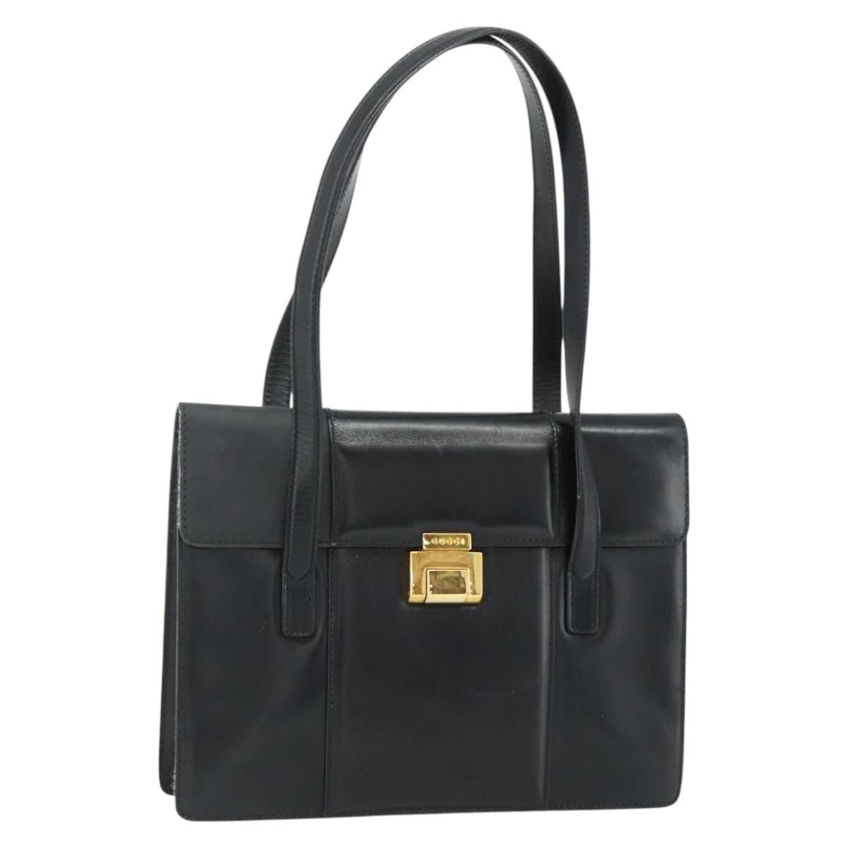 Gucci GUCCI Tote Bag Leather Black Gold Authentic 176030