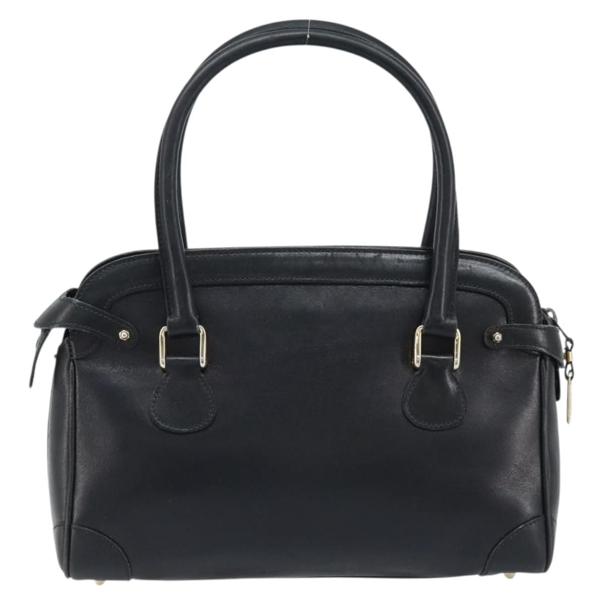 Gucci GUCCI Hand Bag Leather Black Gold Authentic BSZ350
