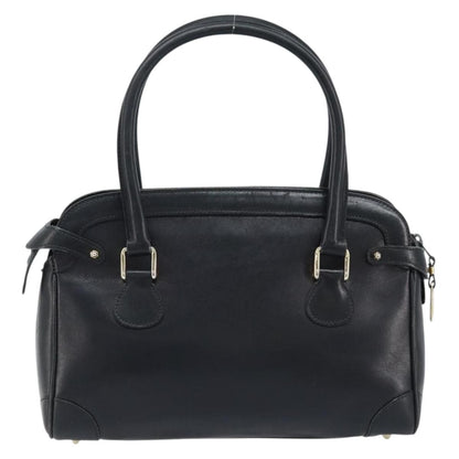 Gucci GUCCI Hand Bag Leather Black Gold Authentic BSZ350