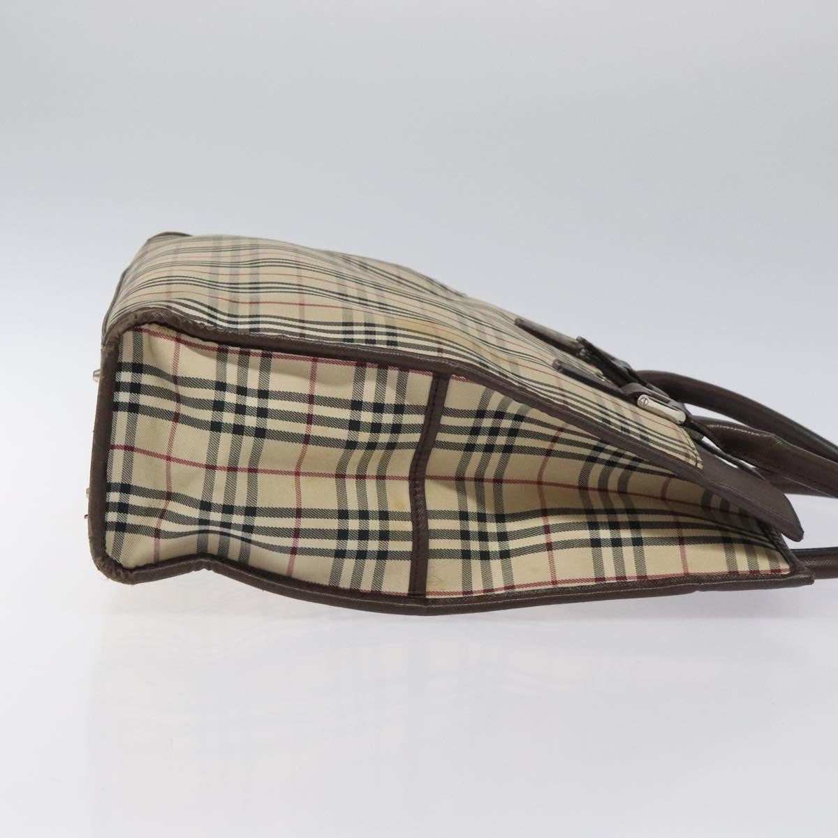 Burberry BURBERRY Nova Check Tote Bag Canvas Beige Silver Authentic 118228