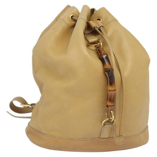 Gucci GUCCI Bamboo Backpack Leather Beige Gold 003 2855 0043 0 Authentic bs26085 Bag