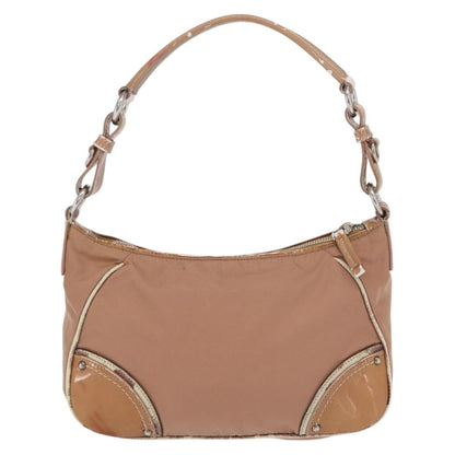 Prada PRADA Shoulder Bag Nylon Beige Silver Authentic 169041