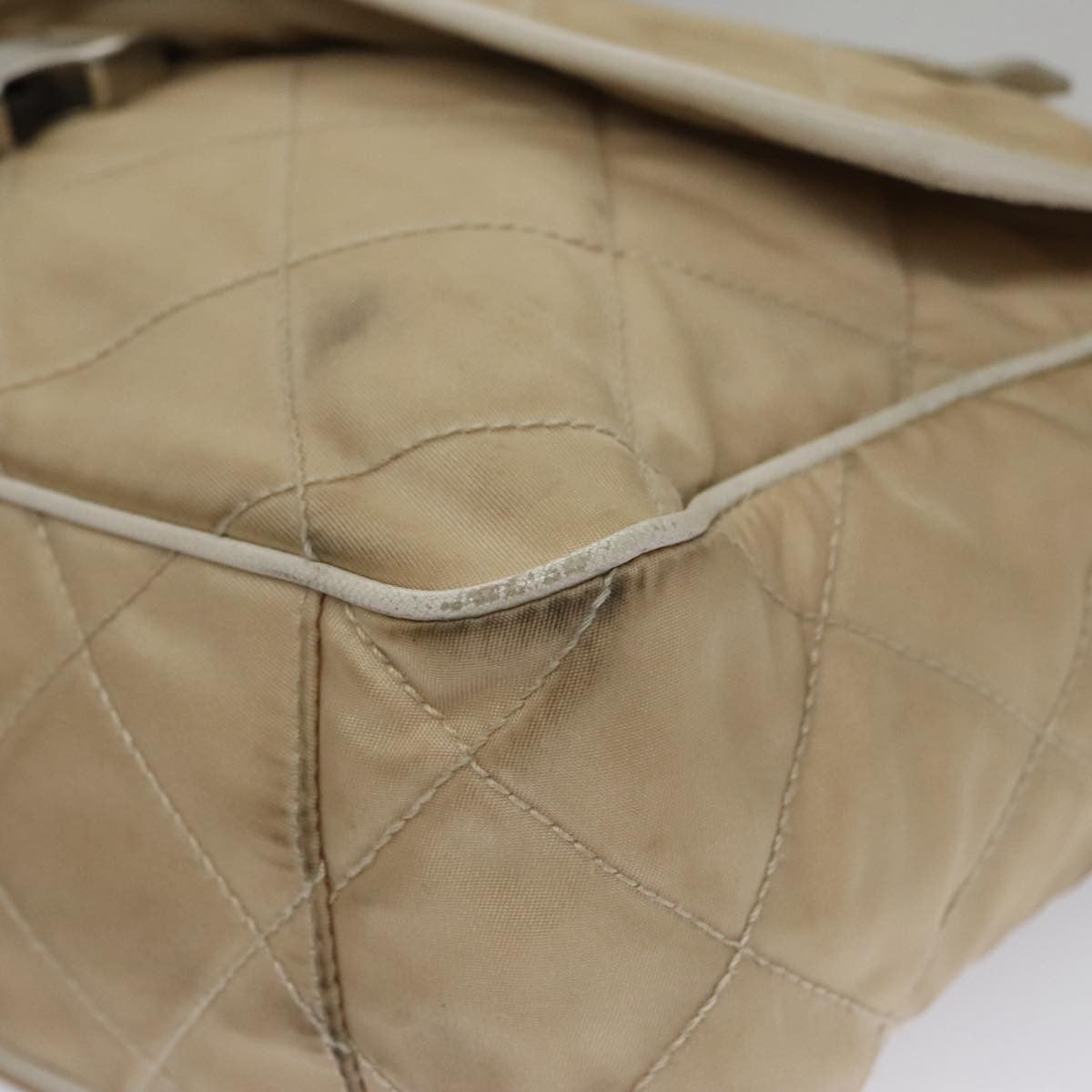 Prada PRADA Shoulder Bag Nylon Beige Silver Authentic 103773