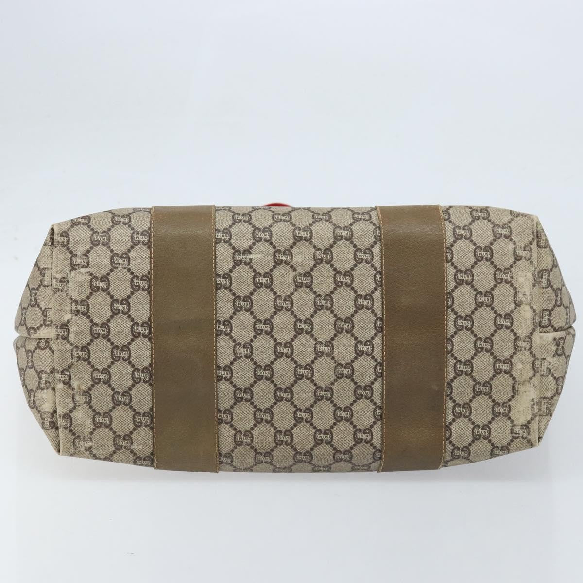 Gucci GUCCI GG Plus Supreme Web Sherry Line Tote Bag PVC Beige Gold Authentic ep13405