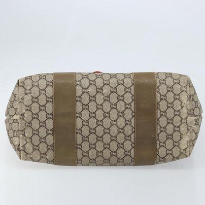 Gucci GUCCI GG Plus Supreme Web Sherry Line Tote Bag PVC Beige Gold Authentic ep13405