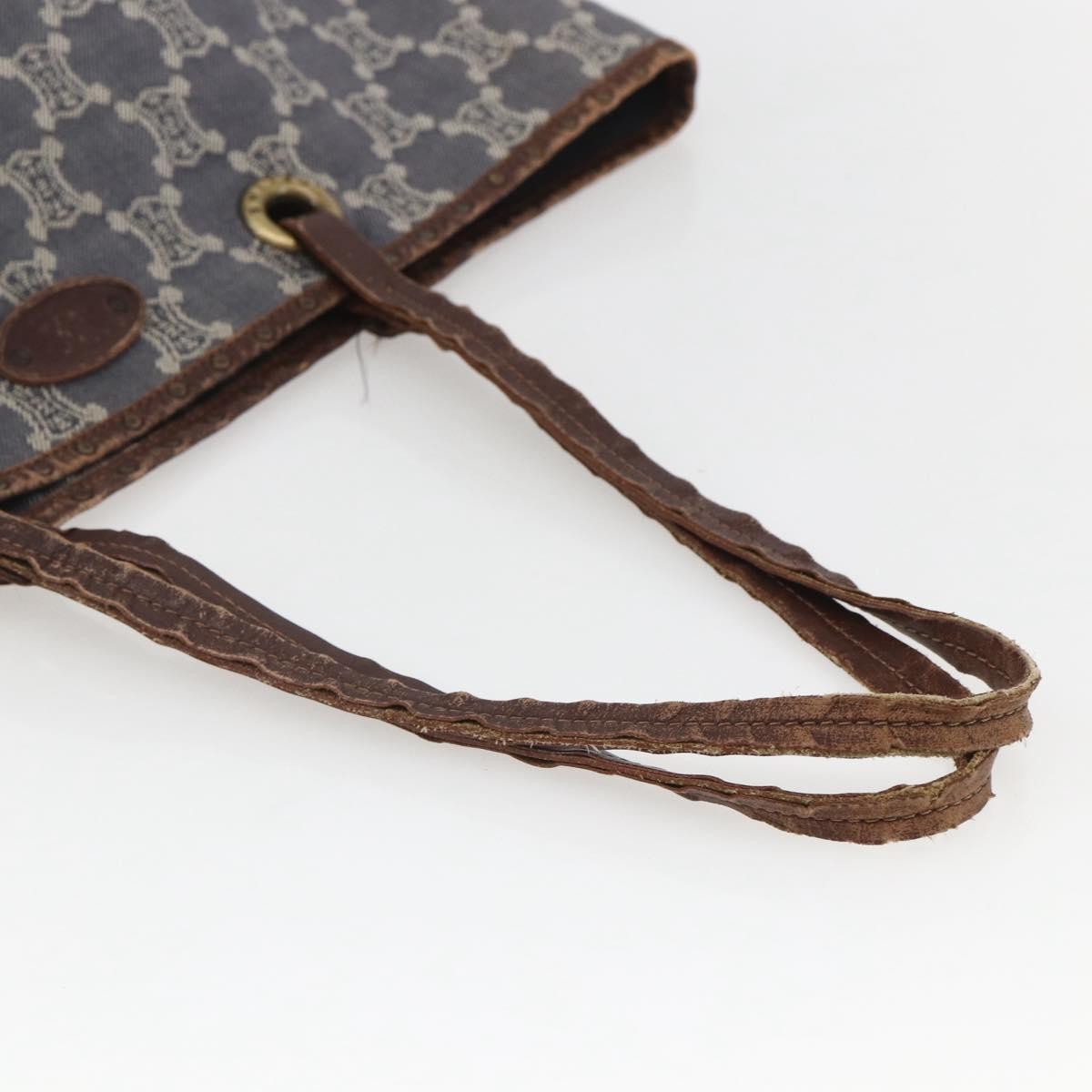 Celine CELINE Paris Macadam Canvas Tote Bag Blue Gold Authentic 157143