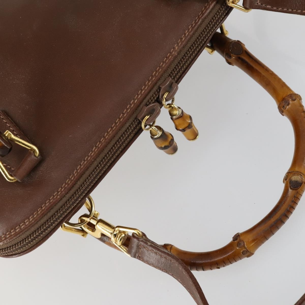 Gucci GUCCI Bamboo Hand Bag Leather 2way Brown Gold 000 2865 0290 Authentic 151596