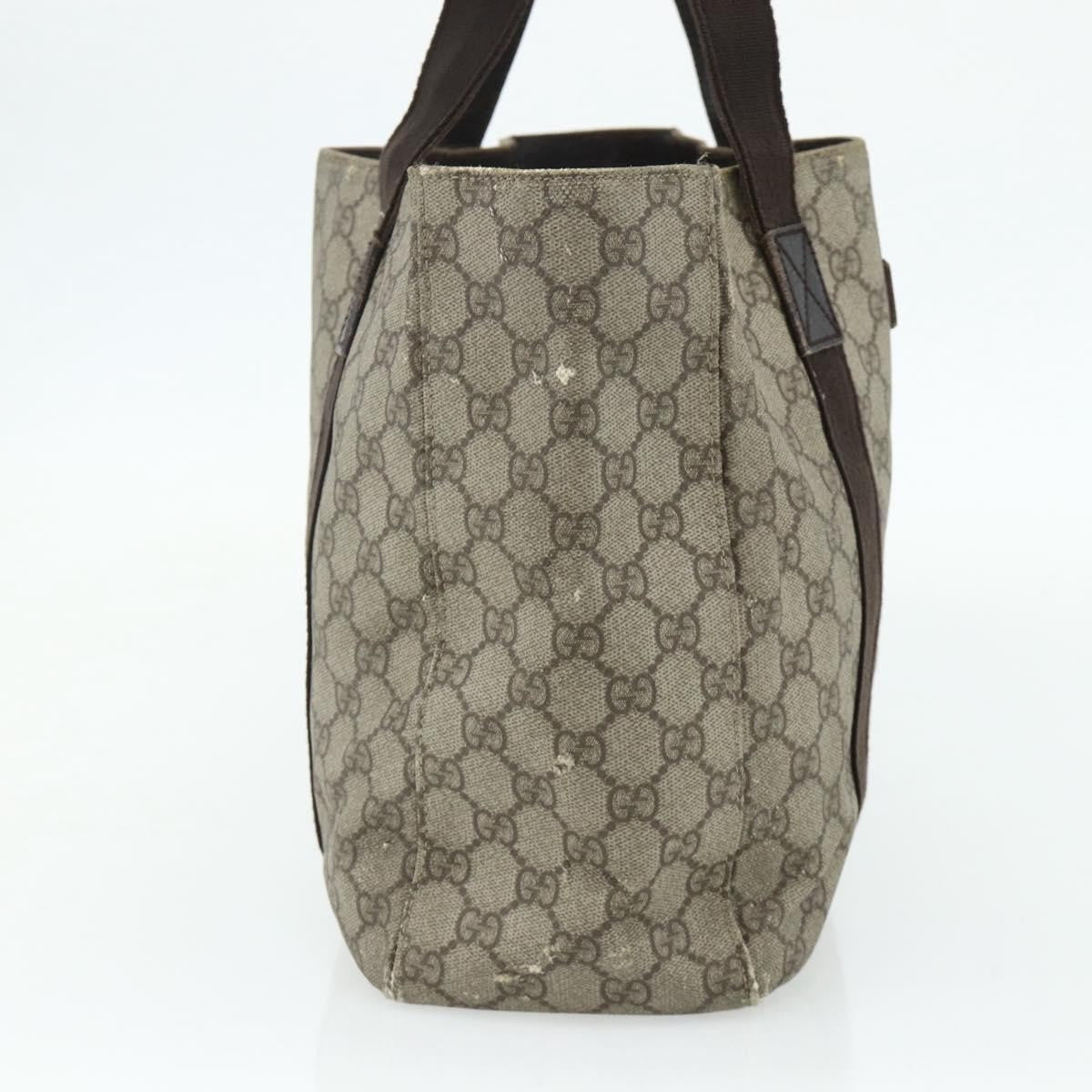 Gucci GUCCI GG Supreme Tote Bag PVC Beige Silver 141624 Authentic 178059