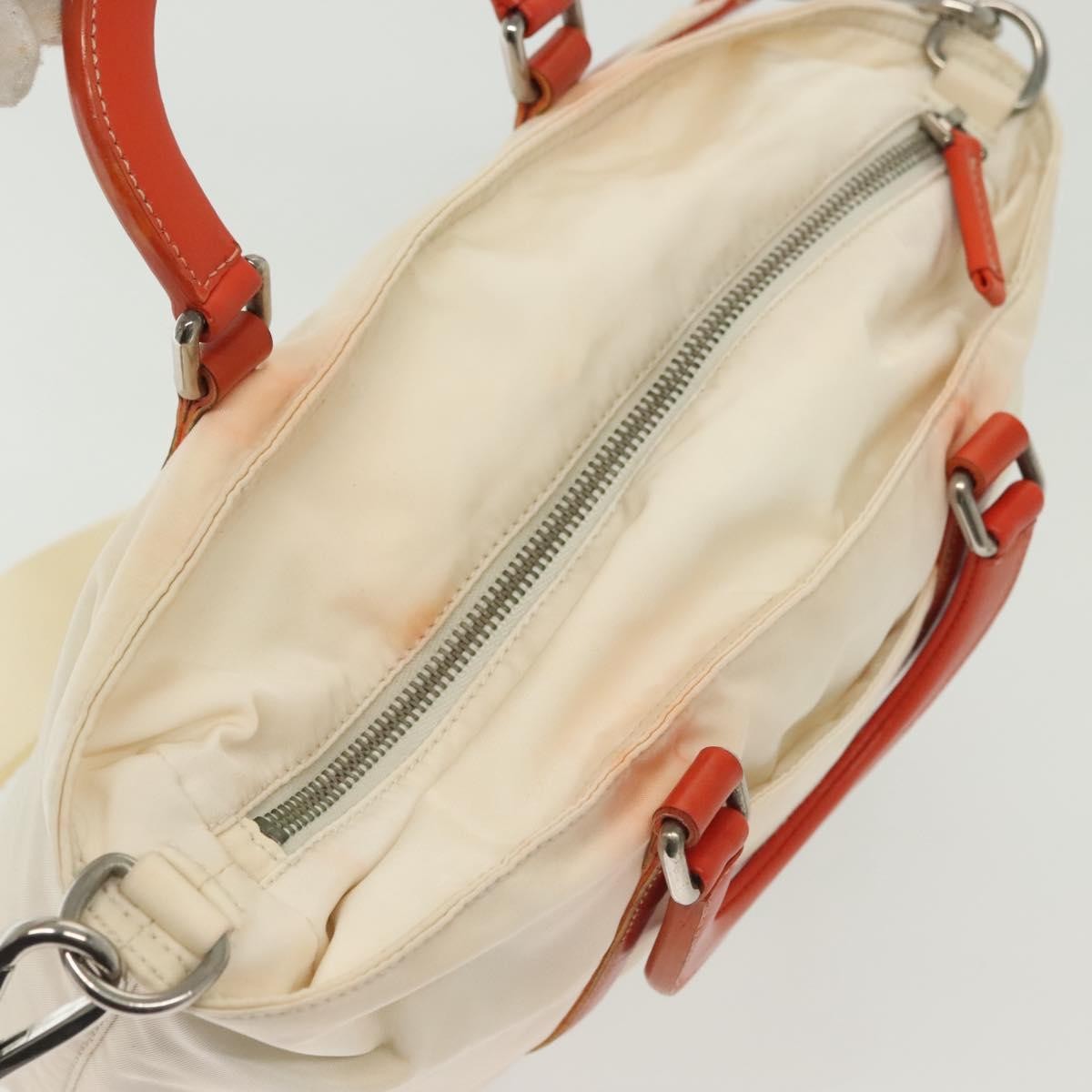Prada PRADA Hand Bag Nylon 2way White Silver Authentic ti3400