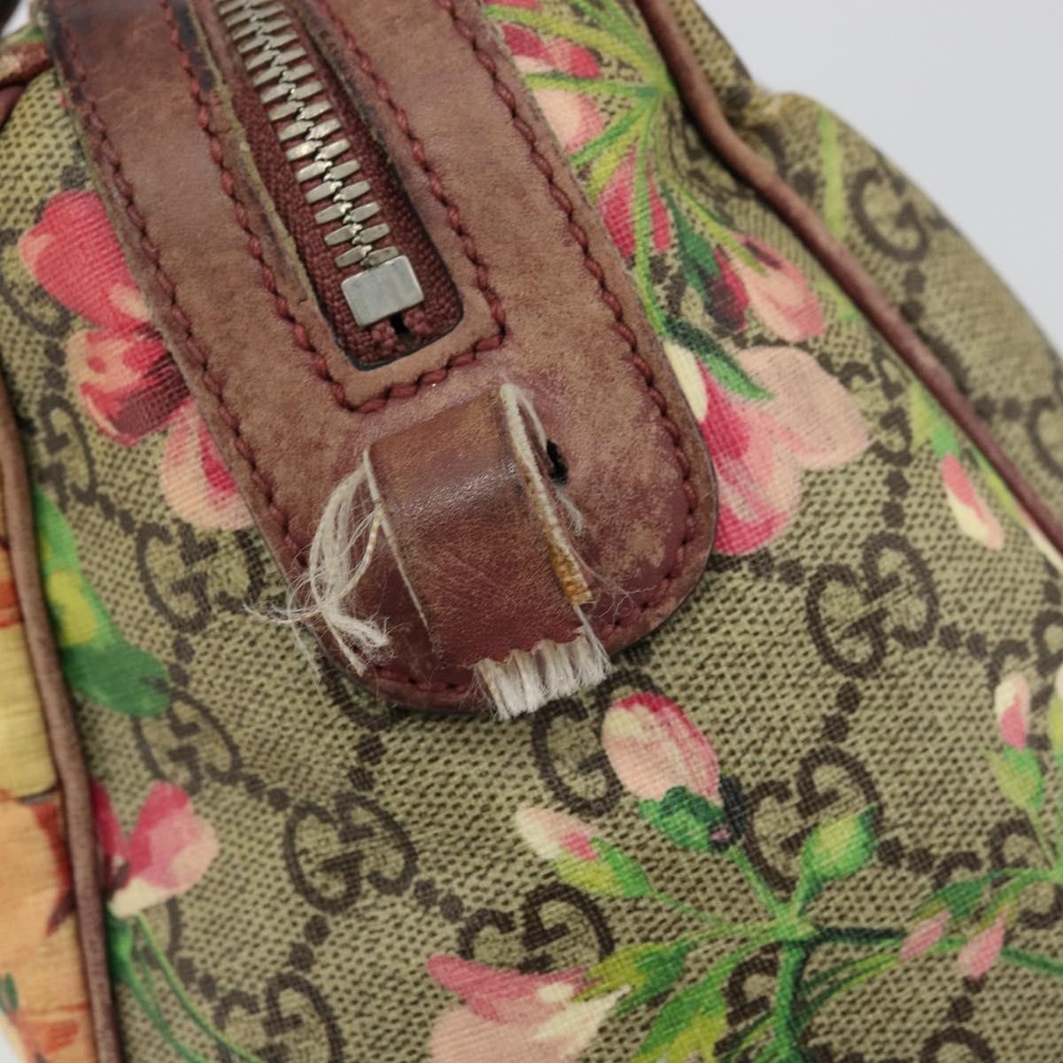Gucci GUCCI GG Supreme Boston Bag PVC Beige Silver 409529 Authentic ep14278