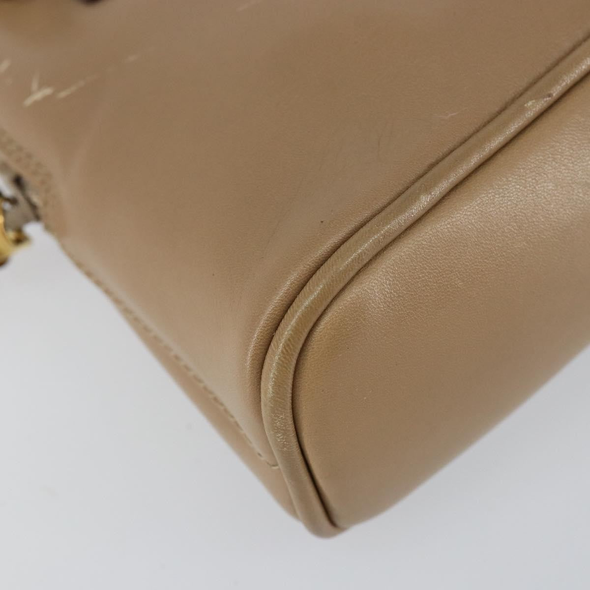 Gucci GUCCI Bamboo Hand Bag Leather 2way Beige Gold 007 2865 0231 Authentic 143591