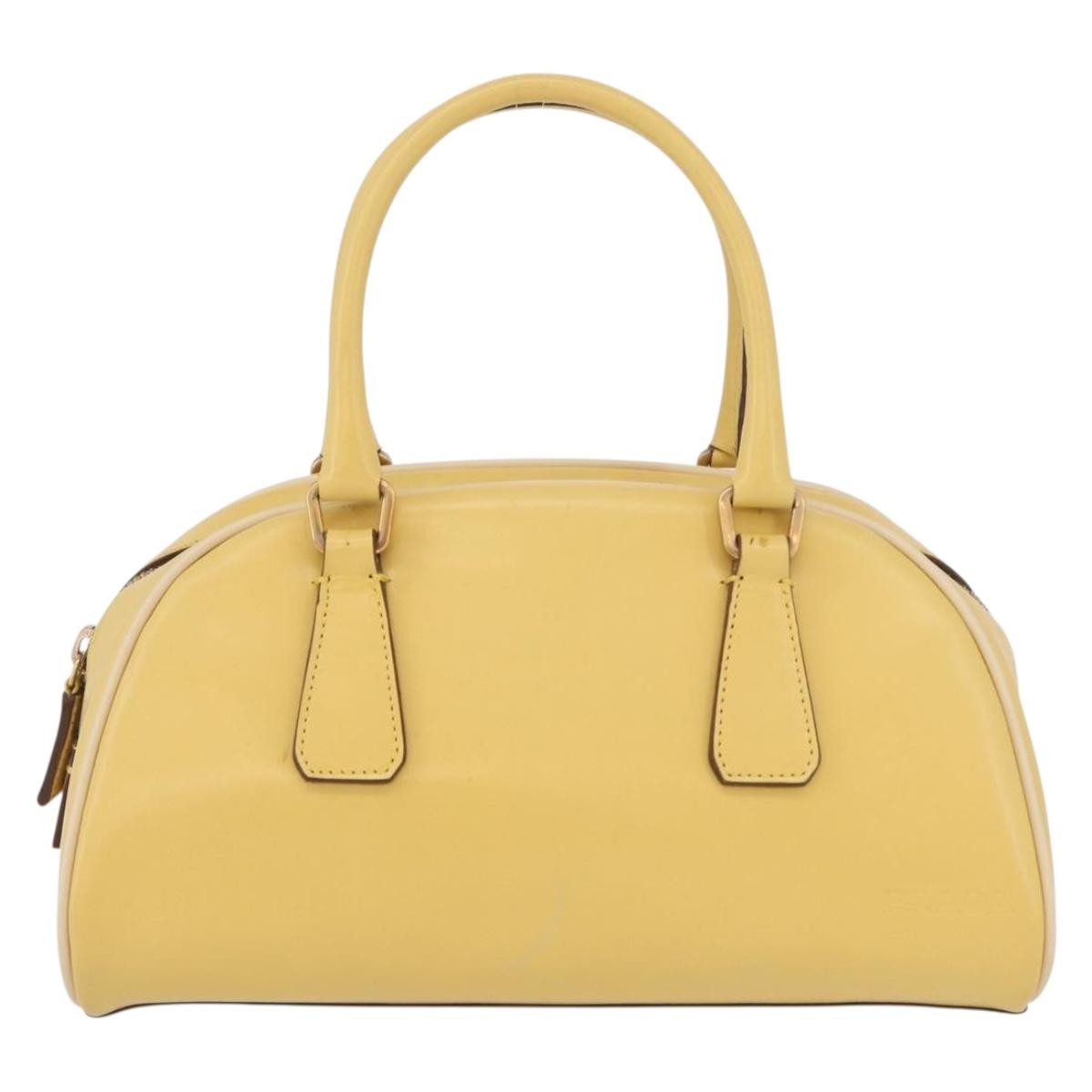 Prada PRADA Hand Bag Leather Yellow Gold Authentic mr2207