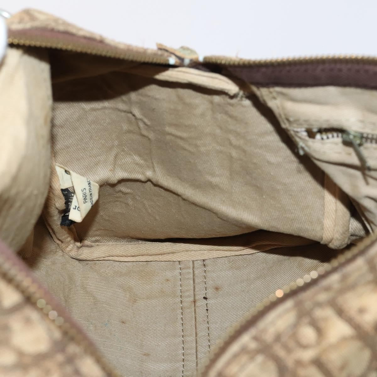 Dior Christian Dior Trotter Canvas Boston Bag Brown Gold Authentic 141365