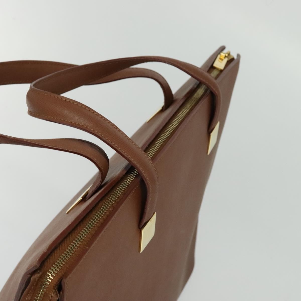 Celine CELINE Hand Bag Leather Brown Gold Authentic bs25822