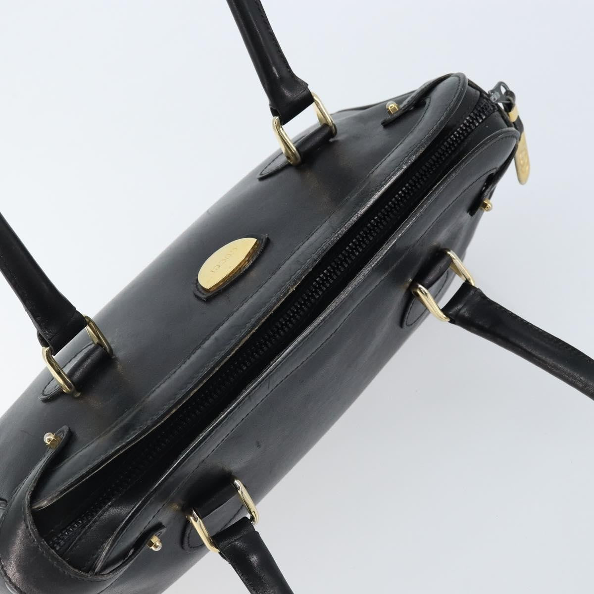 Gucci GUCCI Hand Bag Leather Black Gold Authentic BSZ350