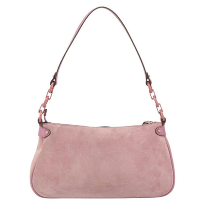 Salvatore Ferragamo Salvatore Ferragamo Gancini Shoulder Bag Suede Pink Silver Authentic 166453