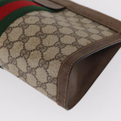 Gucci GUCCI GG Supreme Web Sherry Line Clutch Bag PVC Beige 89 01 002 Authentic BA9822