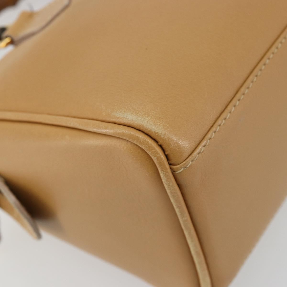 Gucci GUCCI Bamboo Hand Bag Leather 2way Beige Gold Authentic 181116