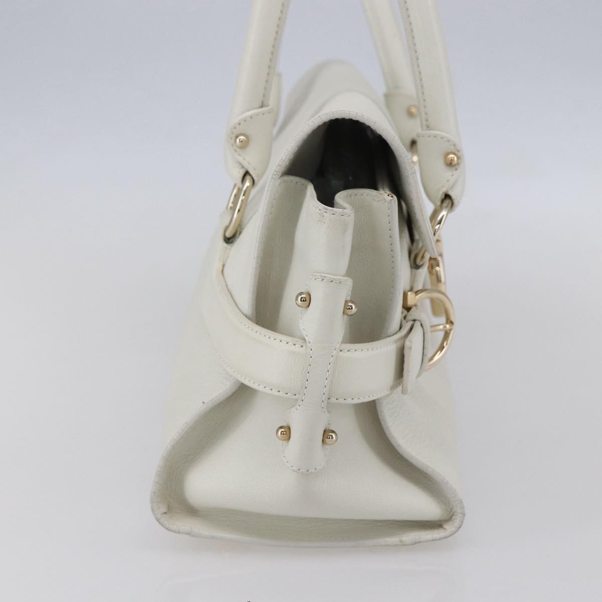 Salvatore Ferragamo Salvatore Ferragamo Gancini Shoulder Bag Leather White Gold Authentic 154689