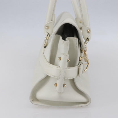 Salvatore Ferragamo Salvatore Ferragamo Gancini Shoulder Bag Leather White Gold Authentic 154689