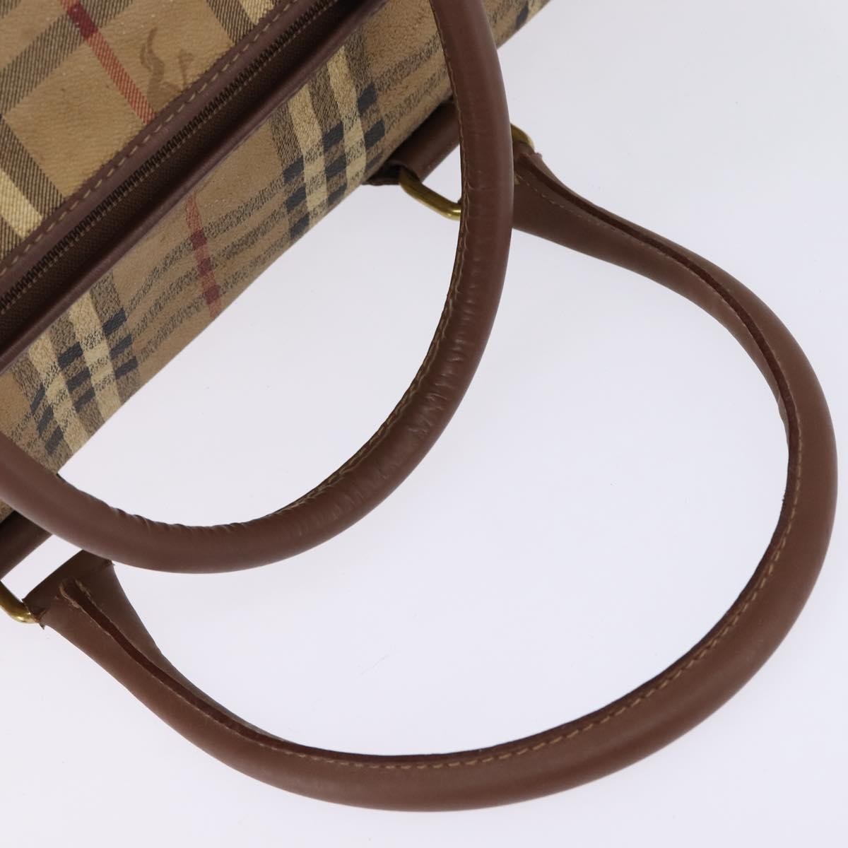 Burberrys Burberrys Nova Check Boston Bag PVC Beige Gold Authentic gh919