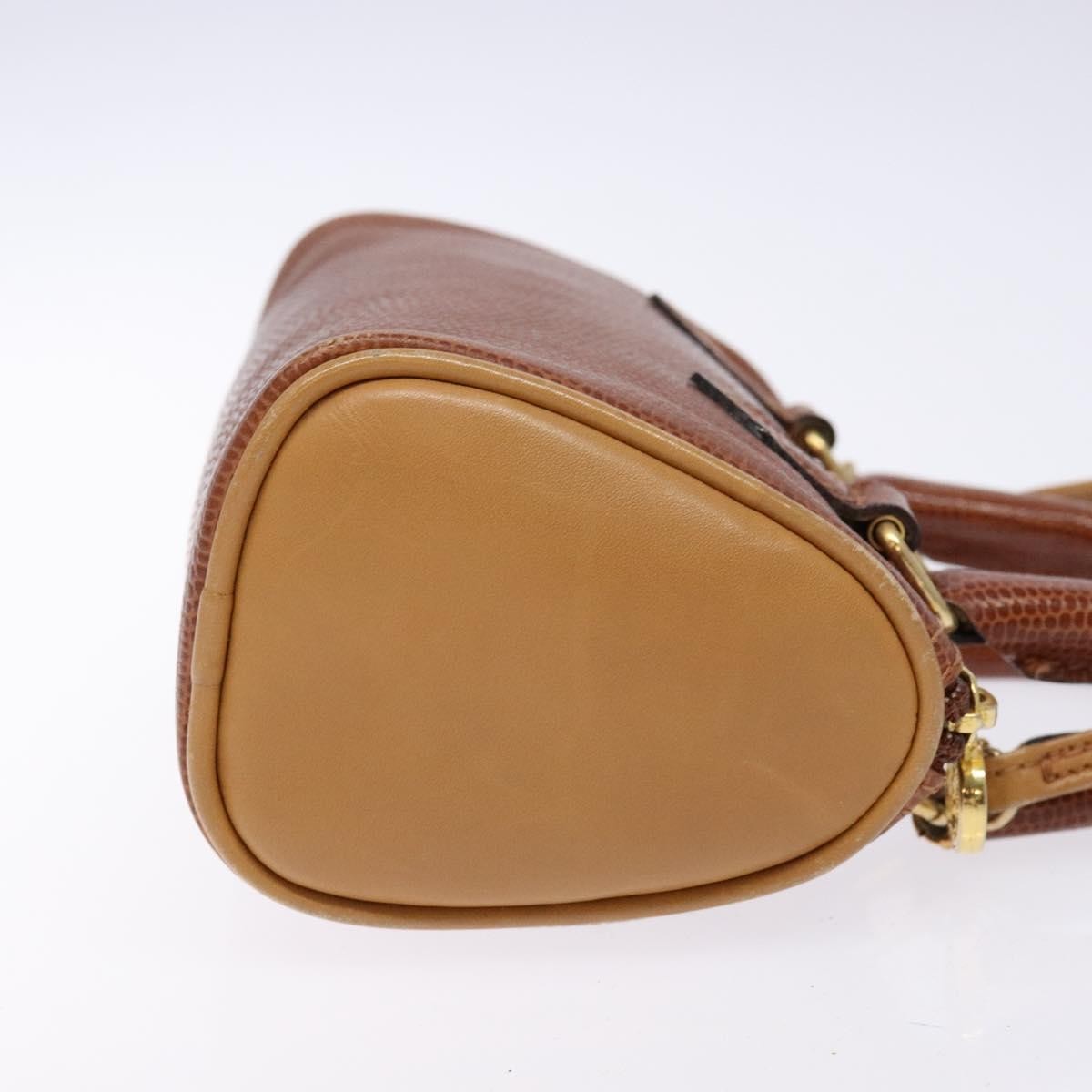 Fendi FENDI Hand Bag Leather 2way Brown Gold Authentic sw1085