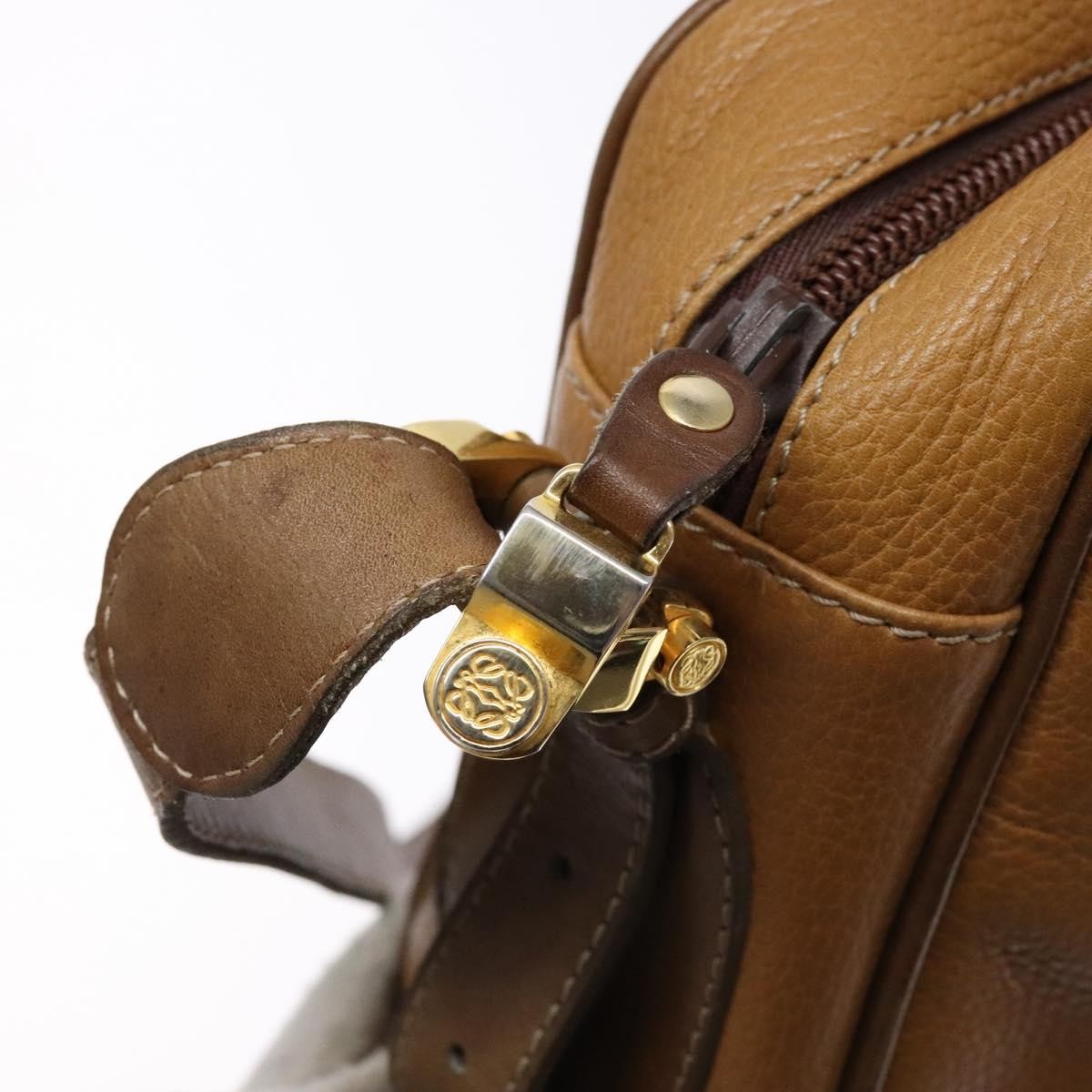 Loewe LOEWE Shoulder Bag Leather Brown Gold Authentic am8960