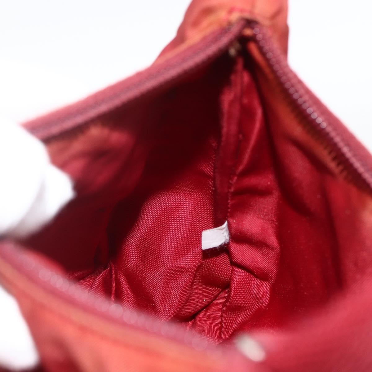 Prada PRADA Hand Bag Nylon Red Silver Authentic LNZ991