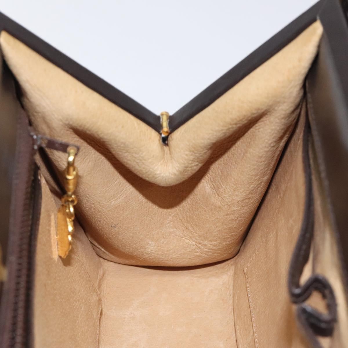 Gucci GUCCI Hand Bag Leather Brown Gold Authentic ep9221