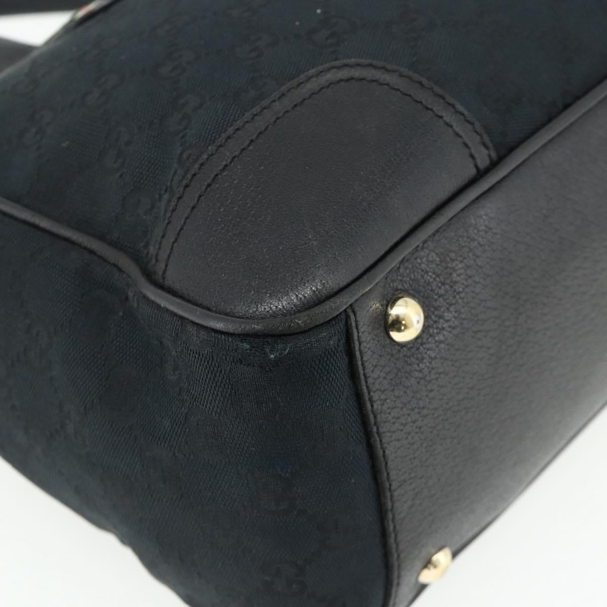 Gucci GUCCI GG Canvas Web Sherry Line Hand Bag Black Gold Red 177052 Authentic mr2358
