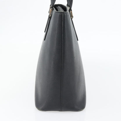 Burberry BURBERRY Tote Bag Leather Black Silver Authentic 182424