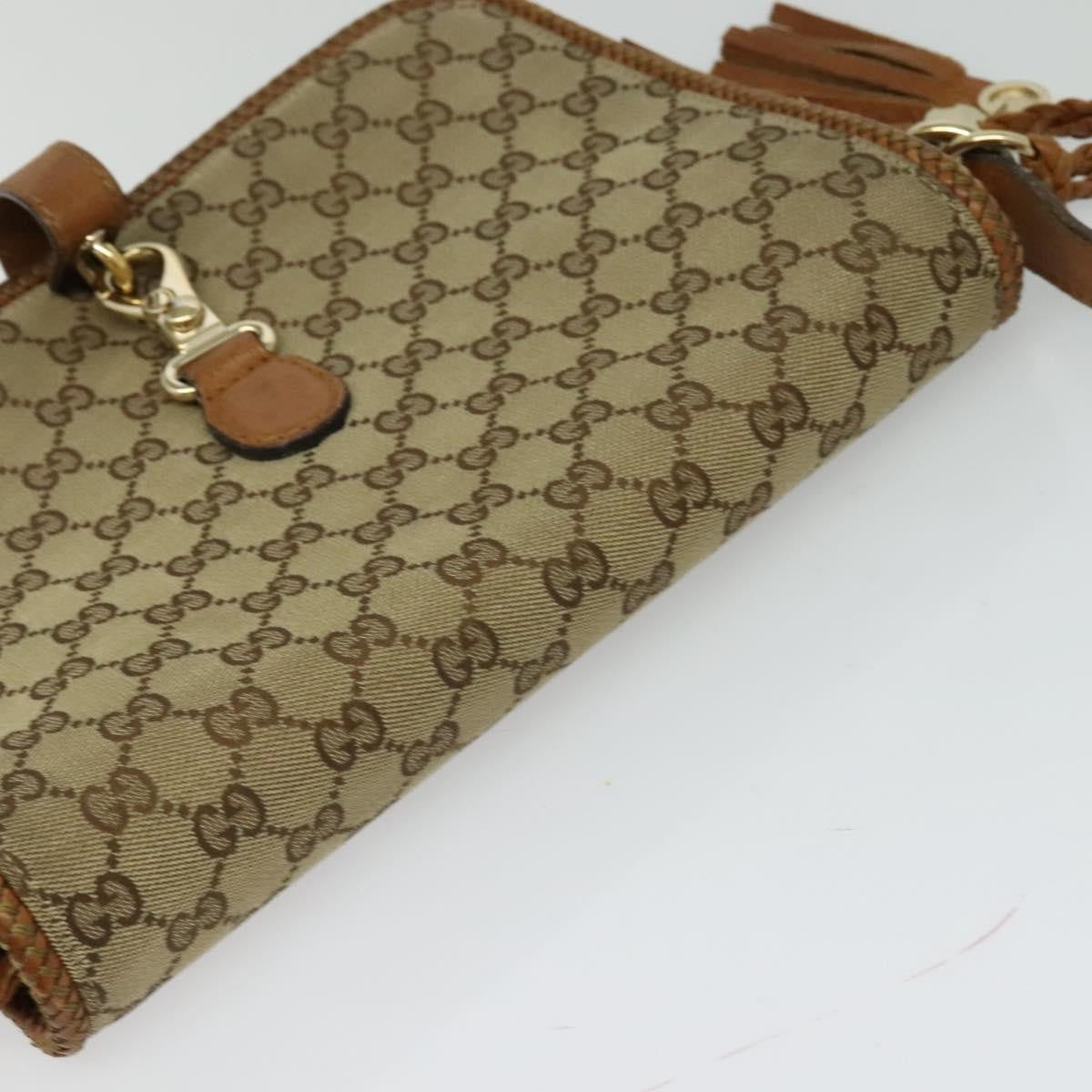 Gucci GUCCI GG Canvas Shoulder Bag Beige Gold 257024 Authentic BA2928