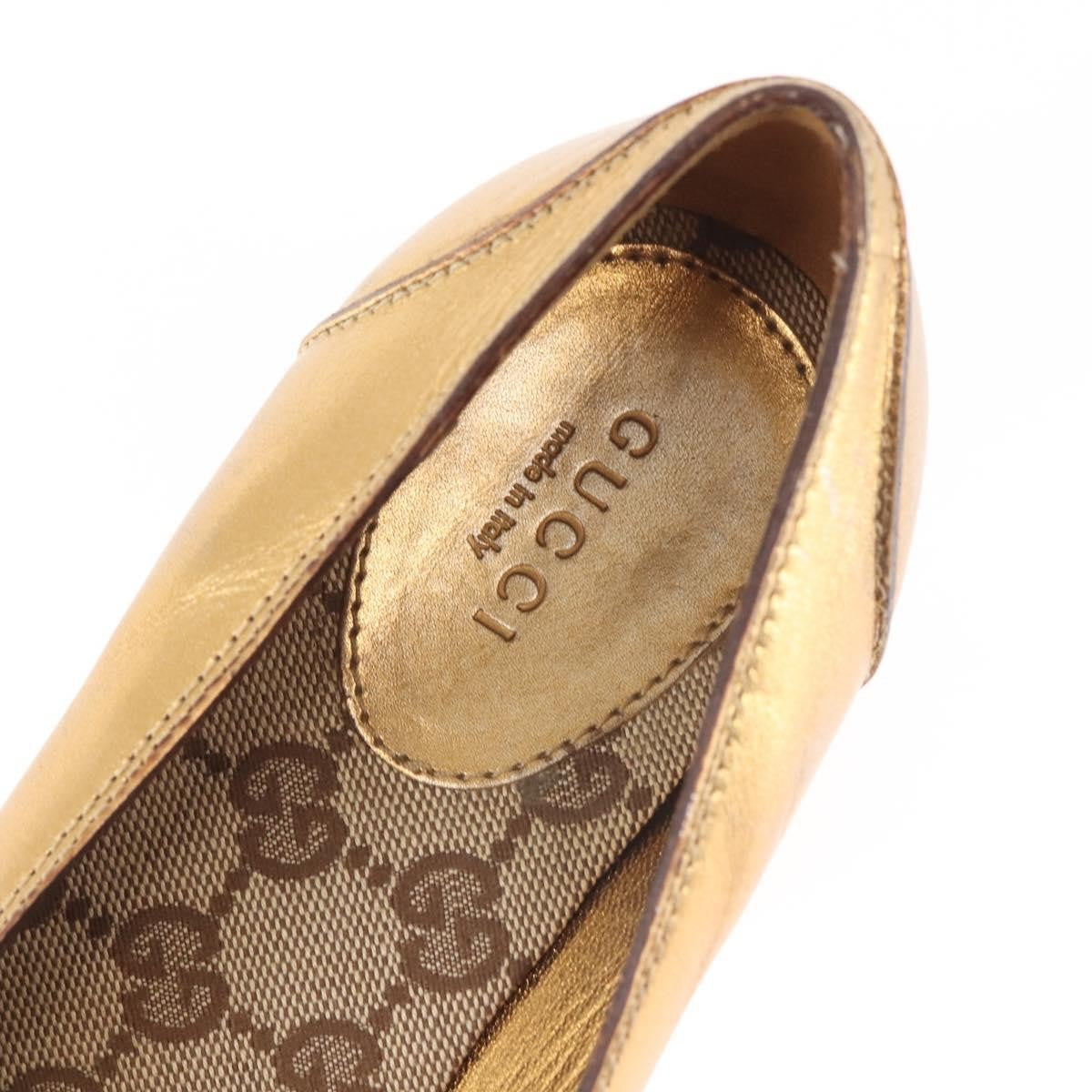 Gucci GUCCI Pumps Leather Gold Authentic ac3875 Bag