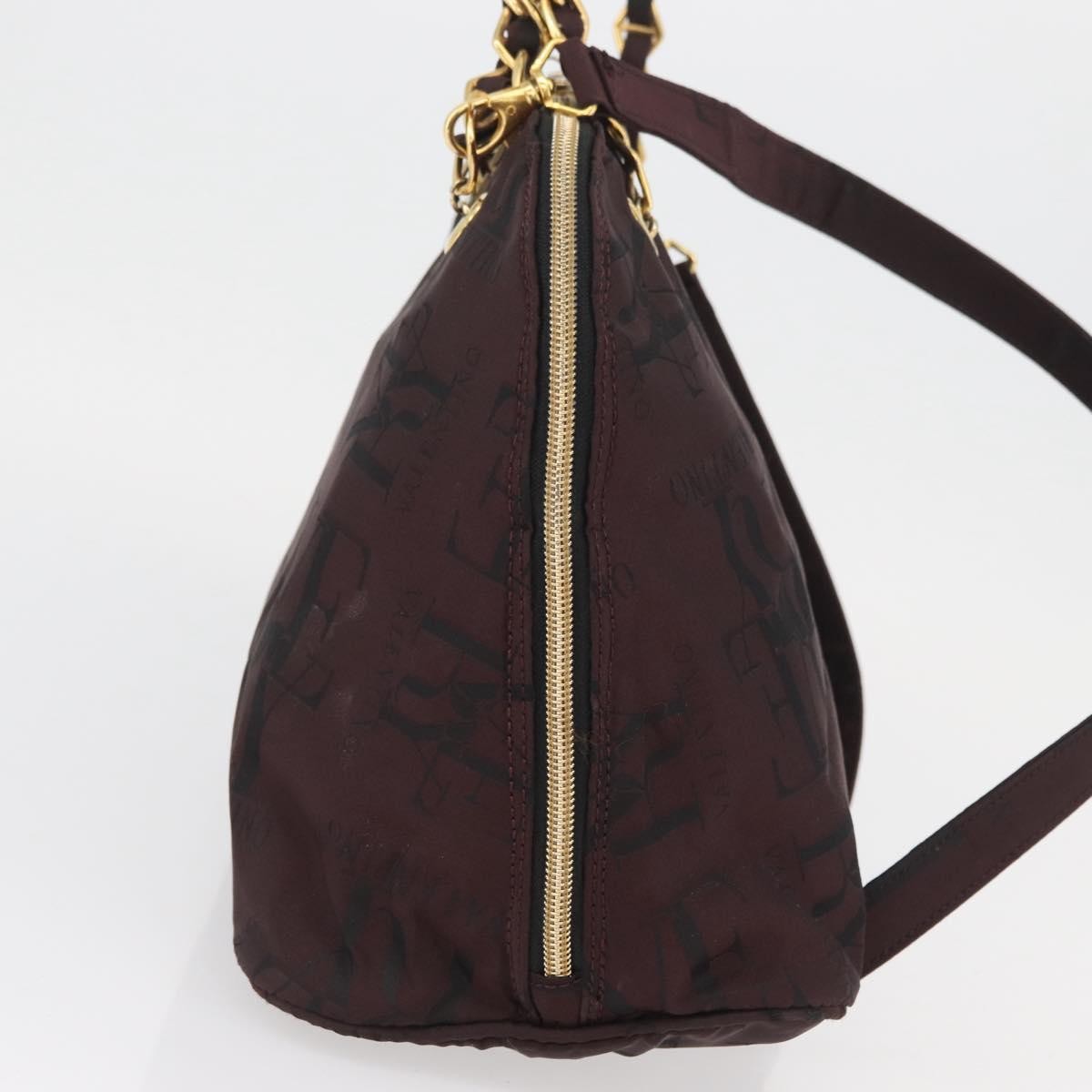 Valentino VALENTINO Chain Hand Bag Nylon 2way Bordeaux Gold Authentic bs34111