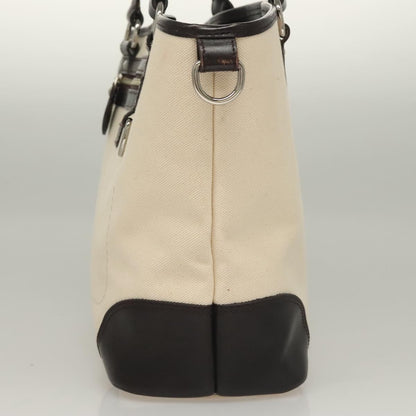 Burberry BURBERRY Tote Bag Canvas Leather White Silver Authentic bs28323