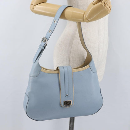 Salvatore Ferragamo Salvatore Ferragamo Gancini Shoulder Bag Leather Light Blue Silver Authentic fm5224
