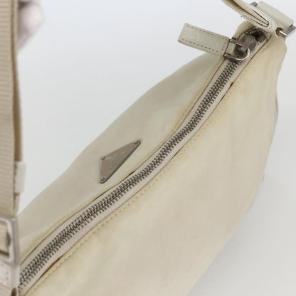 Prada PRADA Shoulder Bag Nylon Leather Ivory Silver Authentic 163087
