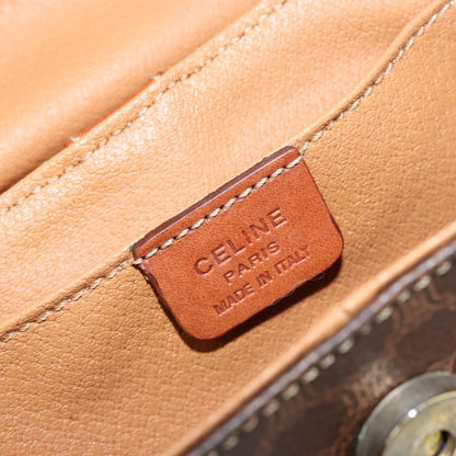 Celine CELINE Macadam Canvas Hand Bag PVC Leather Brown Gold Authentic 153900
